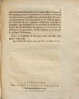 Ordonnance du roi, concernant les six Régimes de chasseurs actuels : du 17 Mars 1788