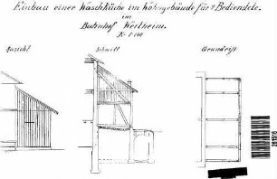 Wertheim: Nebengeb.Einbau Waschküche i.Wohngebäude Grundriß EG,Schnitt,Ansicht