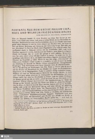 Porträts Aus Dem Kreise Philipp Emanuel Und Wilhelm Friedemann Bachs