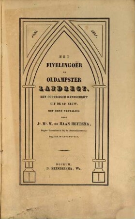Het Fivelingoër en Oldampster Landregt : een Oudfriesch handschrift uit de 14e eeuw
