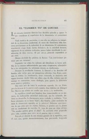 El "También Yo" de Goethe