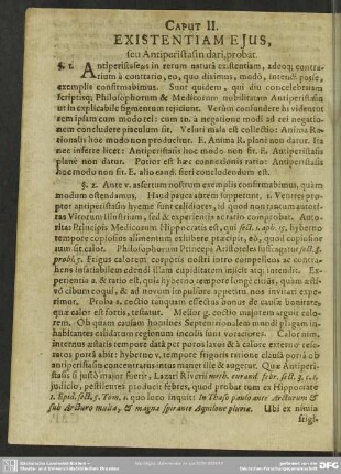 Caput II. Existentiam ejus seu Antiperistasin dari, probat