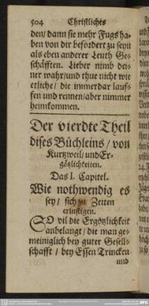 Der vierdte Theil dises Büchleins, von Kurzweil, und Ergötzlichkeiten
