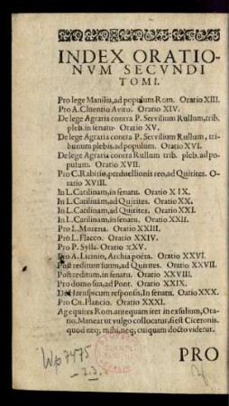 Index Orationum Secundi Tomi.