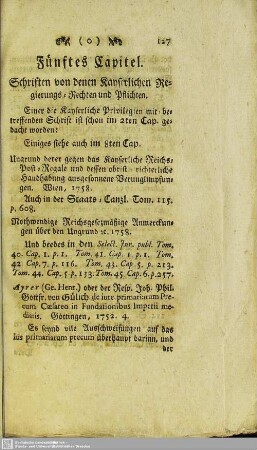 Fünftes Capitel. Schriften von denen Kayserlichen Regierungs-Rechten und Pflichten