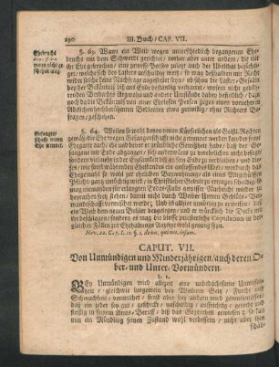 Caput. VII. Von Unmündigen und Minderjährigen, auch deren Ober- und Unter-Vormündern.