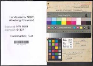Entnazifizierung Kurt Rademacher , geb. 21.03.1883 (Verleger)