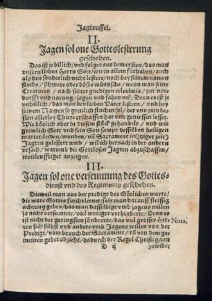 II. Jagen sol one Gotteslesterung geschehen.
