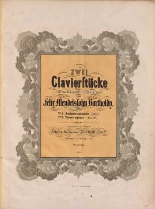 Zwei Clavierstücke = Two musical sketches