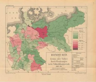 Deutsches Reich. Gewinn oder Verlust in der Volkszählungsperiode 1885/90