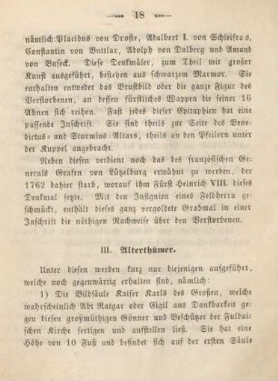 III. Alterthümer.