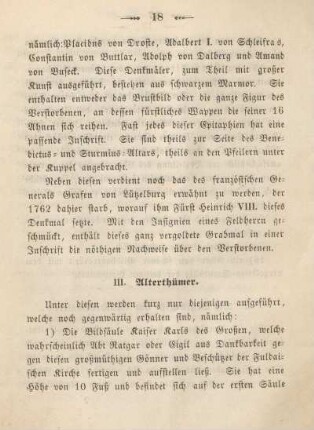 III. Alterthümer.