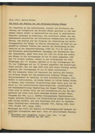 Zur Rolle der Familie bei der Betreuung älterer Bürger