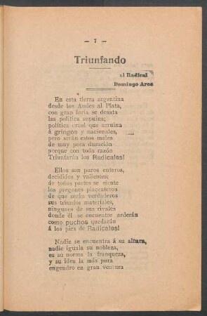 Triunfando : Al radical Domingo Arce