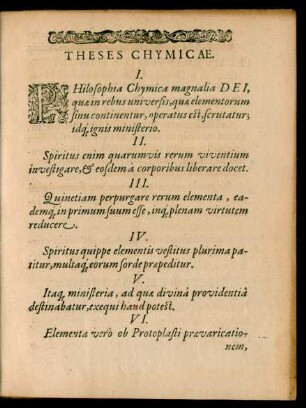 Theses Chymicae.