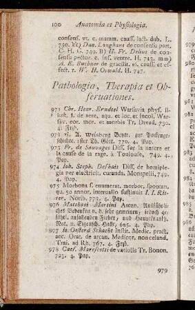 Pathologia, Therapia et Observationes.