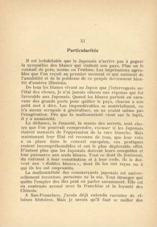 XI Particularités