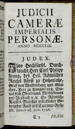 Judicii Cameræ Imperialis Personæ.