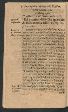 Praecognita de Metaph. Existen. & Nomenclatura