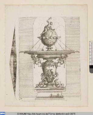 Springbrunnen in Vasenform mit Vulcanus