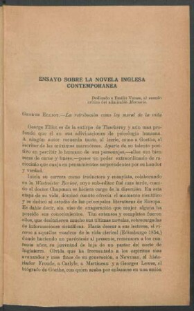 Ensayo sobre la novela inglesa contemporánea