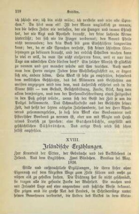 XVIII. Irländische Erzählungen