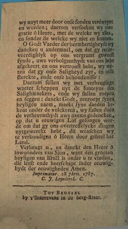 Gebedt Om Godt te bedancken over de bekomene Weldaeden