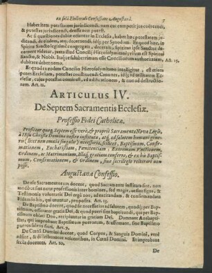 Articulus IV. De Septem Sacramentis Ecclesiae.