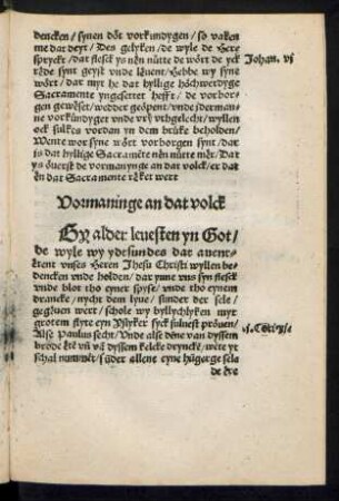 Vormaninge an dat volck