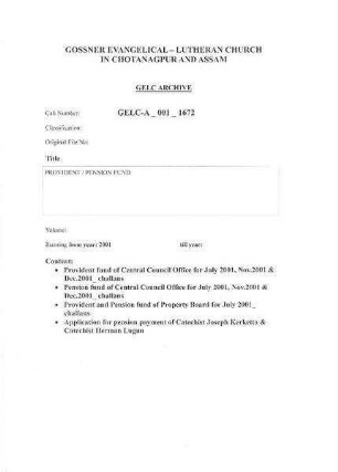PROVIDENT / PENSION FUND