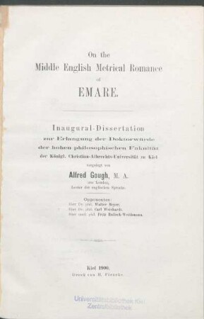 On the middle English metrical romance of Emare