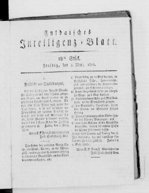 18tes Stück, Ausgabe vom 4. May 1810