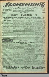 Sportzeitung des Stuttgarter neuen Tagblatts : Nachrichtenblatt für das gesamte Turn- und Sportwesen in Württemberg und Baden : anerkanntes Organ des Württembergischen Landesausschusses für Leibesübungen e.V. und des Stadtverbands für Leibesübungen in Groß-Stuttgart e.V. sowie Mitteilungsblatt verschiedener Turn- und Sportverbände