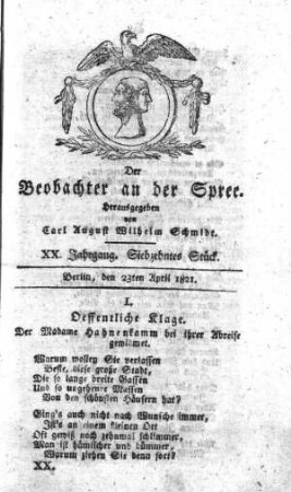 17. Stueck, 23. April 1821