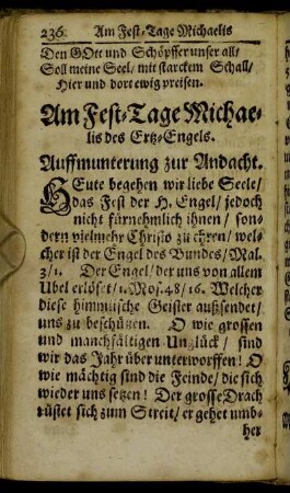 Am Fest-Tage Michaelis des Ertz-Engels.