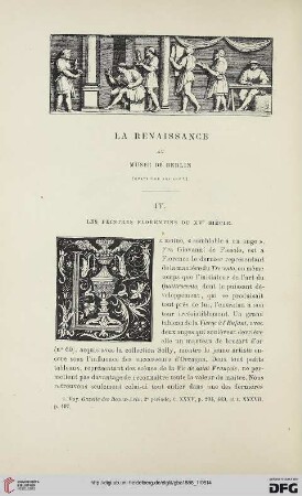 2. Pér. 37.1888: La Renaissance au Musée de Berlin, 4, Les peintres florentins du XVe siècle