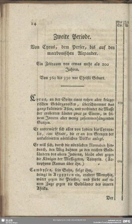 Zweite Periode. Von Cyprus, dem Perser, bis auf den macedonischen Alexander