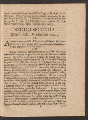 Sectio Secunda. Sistens modum Gratitudinis varium.