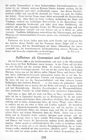 Ballheimer als Gymnasiast und Student.