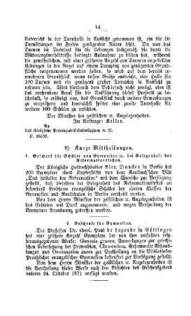 Kurze Mittheilungen : [II. Gymnasien und Realschulen]