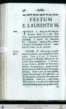 Festum S. Laurentii Mart.