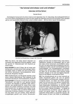 "Auf einmal wird etwas rund und erhaben..." : Interview mit Eva Schorr