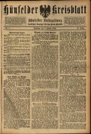 Ausgabe vom Samstag, den 07. Januar 1922.
