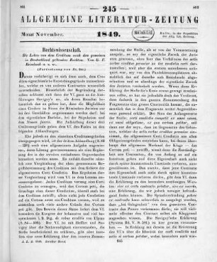 Heimbach, G. E.: Die Lehre von dem Creditum nach den gemeinen in Deutschland geltenden Rechten. Leipzig: Barth 1849 (Fortsetzung von Nr. 244)