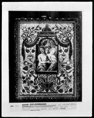 Mittelstück Pergamentmalerei Adam und Eva