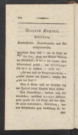 Viertes Kapitel. Fortsetzung. Kommissariat. Kontribuzions- und Requisizionswesen