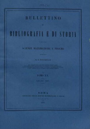 Tomo XX. Giugno 1887.
