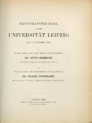 Die Quellen und die Ausbreitung der Volkshygiene : (Rectoratsrede.)