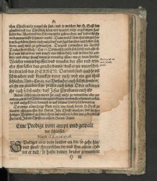 Eine Predigt vom ampt vnd gewalt der schlüssel