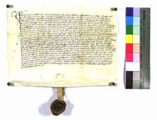 Hug von Rechberg stellt dem Grafen von Helfenstein einen Lehenrevers aus über Lehengüter zu Donzdorf, Reichenbach und Hürbelsbach.